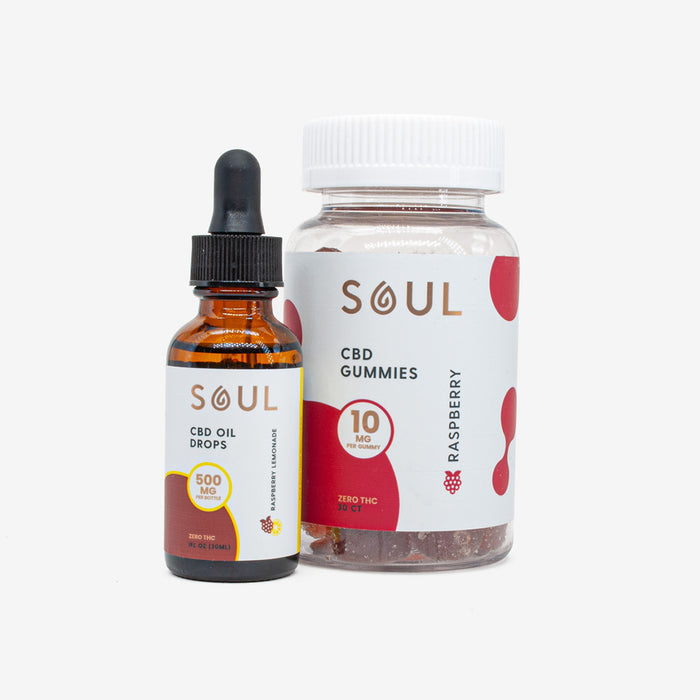 500mg Raspberry Lemonade Oil Drops and 10mg Raspberry Gummies